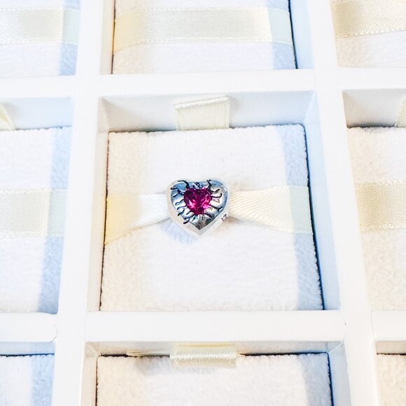 925 Sterling Silver Red Crystal Heart Charm Bead With Love Message Fits Pandora - Picture 7 of 10